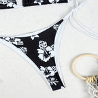 Damen Triangel-Bikini-Set mit verstellbaren Bändern und floralem Muster R&B