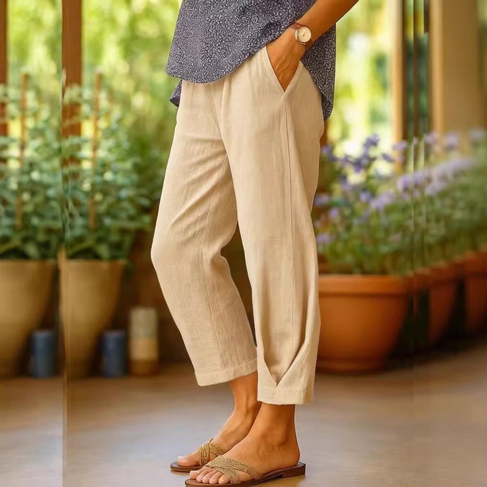 Damen Weite Leinenhose