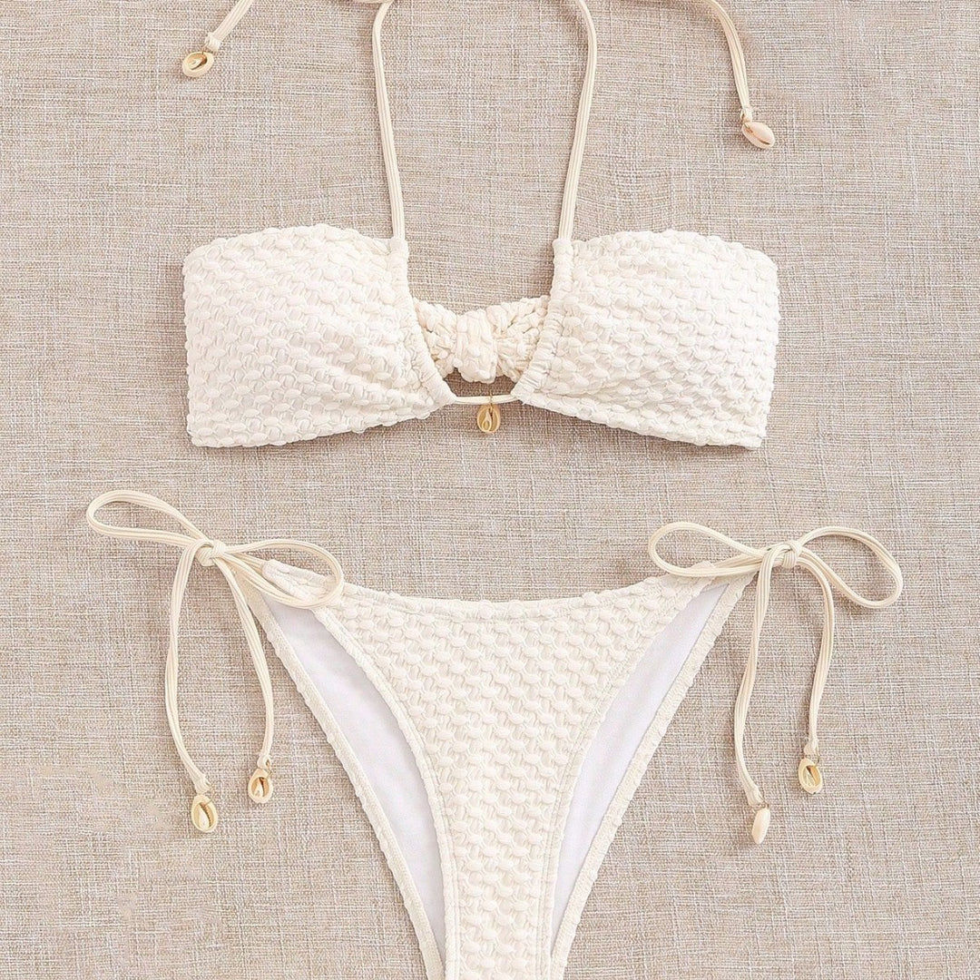 Damen Bandeau-Bikini mit elastischen Bindebändern R&B