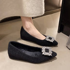Damen elegante Spitzen-Ballerinas mit Kristallakzenten