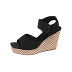 Damen Wedge-Sandalen mit elastischem Riemen und trendiger Struktur
