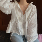 Damen Rüschensaum Bluse