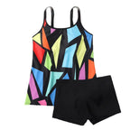Damen Schwimmdress mit geometrischem Muster und verstellbaren Trägern R&B