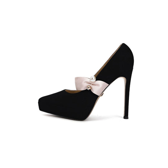 Damen elegante Stiletto-Pumps mit dekorativem Schleifenakzent R&B