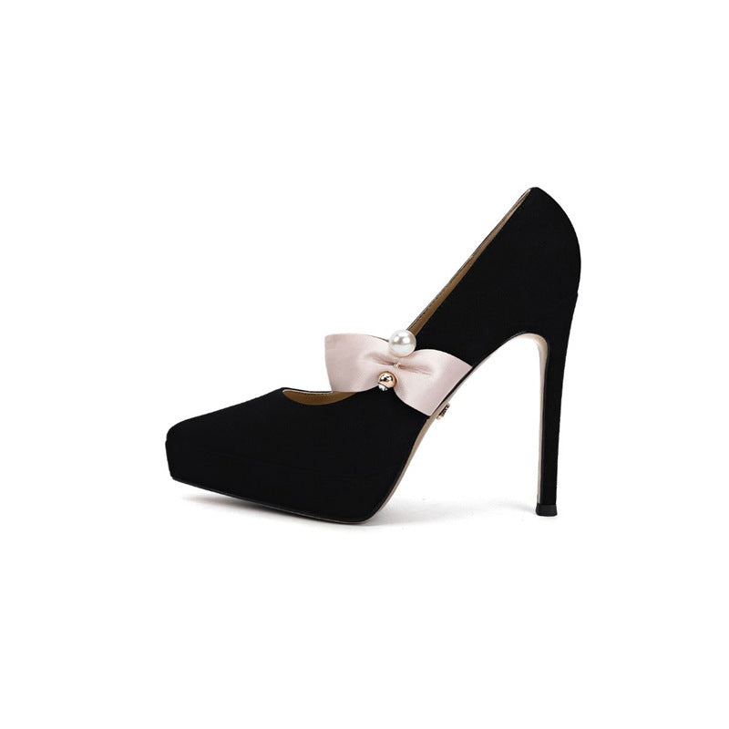 Damen elegante Stiletto-Pumps mit dekorativem Schleifenakzent R&B
