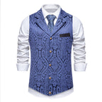 Herren elegante Anzugweste mit feinem Floral-Muster und hochwertiger Verarbeitung R&B