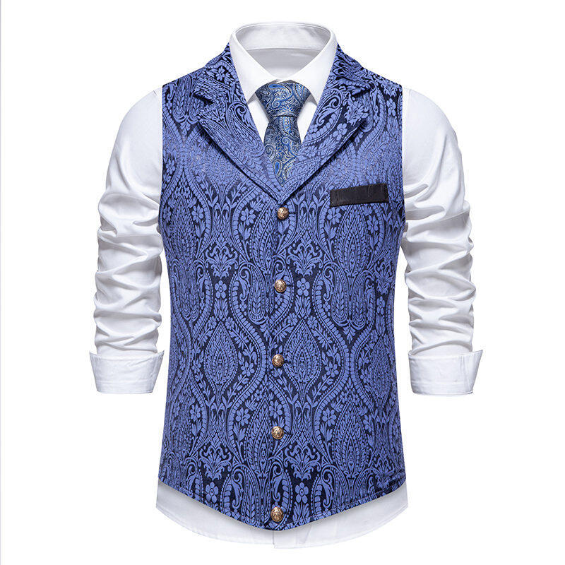 Herren elegante Anzugweste mit feinem Floral-Muster und hochwertiger Verarbeitung R&B