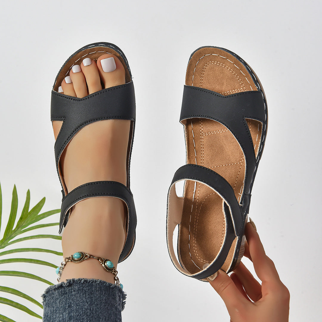 Damen bequeme Wedge-Sandalen mit verstellbaren Riemen und anatomischem Fußbett R&B