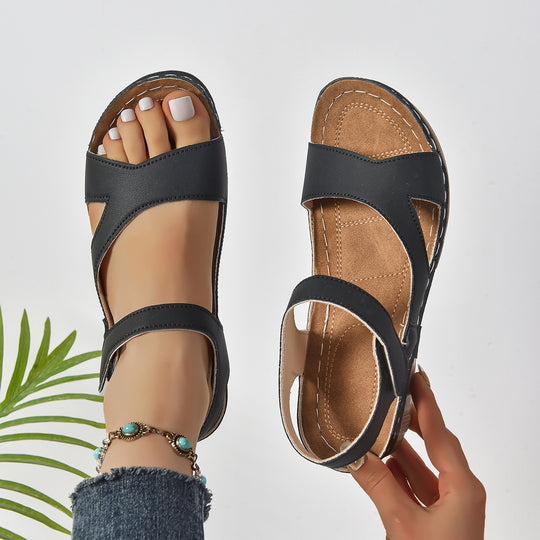 Damen bequeme Wedge-Sandalen mit verstellbaren Riemen und anatomischem Fußbett R&B