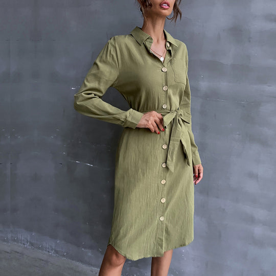 Damen Hemdblusenkleid mit Taillengürtel und praktischen Knopfdetails R&B