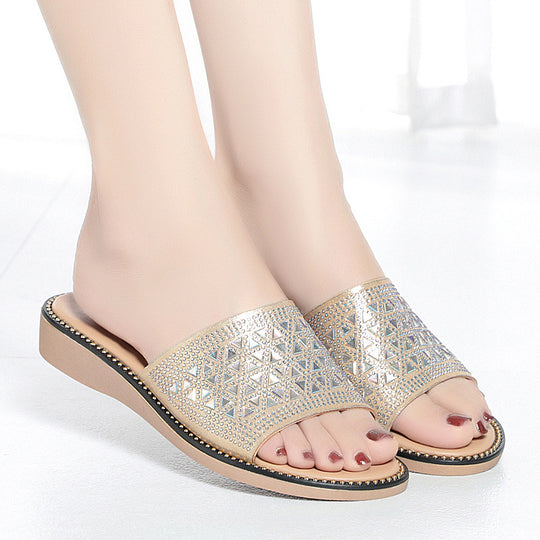 Damen Glitzernde Riemchen-Sandaletten mit bequemem Fußbett und eleganten Schmuckdetails R&B