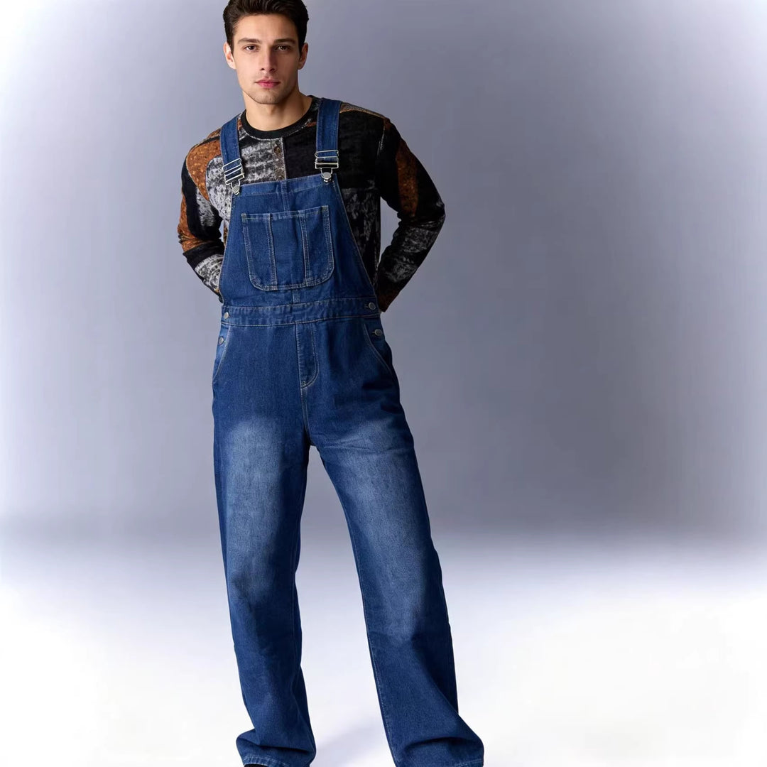 Herren Latzhose Jeans mit weitem Schnitt