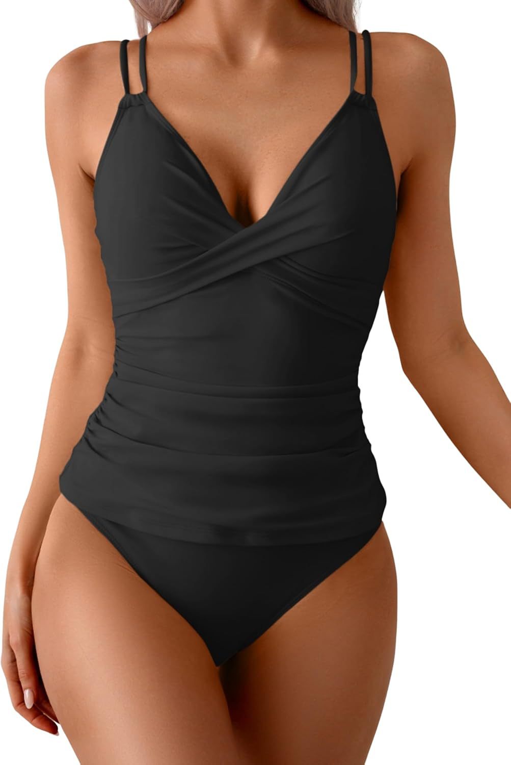 Damen Einteiler Badeanzug mit elegantem Wickel-Design und femininem Schnitt R&B