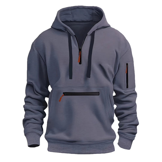 Herren praktischer Zip-Hoodie mit reflektierenden Details und verschiedenen Taschen R&B