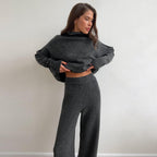Damen Gemütliches Strick-Ensemble mit hohem Kragen R&B