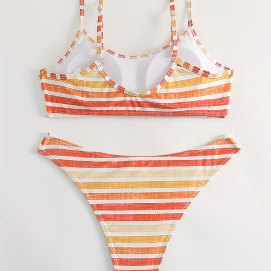 Damen Sportlicher Streifen-Bikini R&B