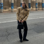 Damen modische Utility-Jacke mit hochgeschlossenem Kragen und Reißverschluss