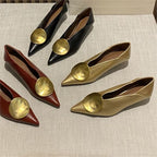 Damen spitze Ballerinas mit dekorativem Metallic-Detail R&B
