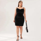Damen elegantes, figurbetontes Partykleid aus Samt R&B