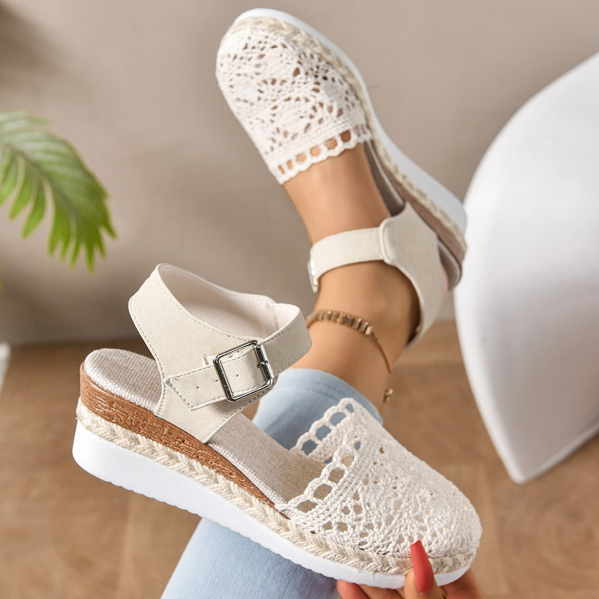 Damen Keilsandaletten mit strapazierfähigem Riemendesign und atmungsaktivem Obermaterial R&B