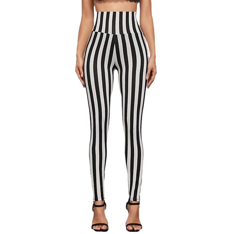 Damen Hochtaillierte Leggings mit grafischem Streifenmuster und figurformendem Schnitt R&B