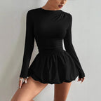 Damen Longsleeve T-Shirt mit Ballonrock