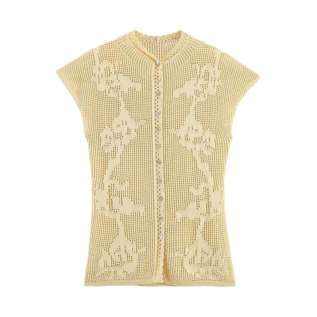 Damen elegante Strickbluse mit filigranem Muster R&B