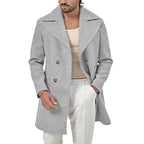 Herren eleganter Wollmantel mit doppelter Knopfleiste und modernem Schnitt R&B