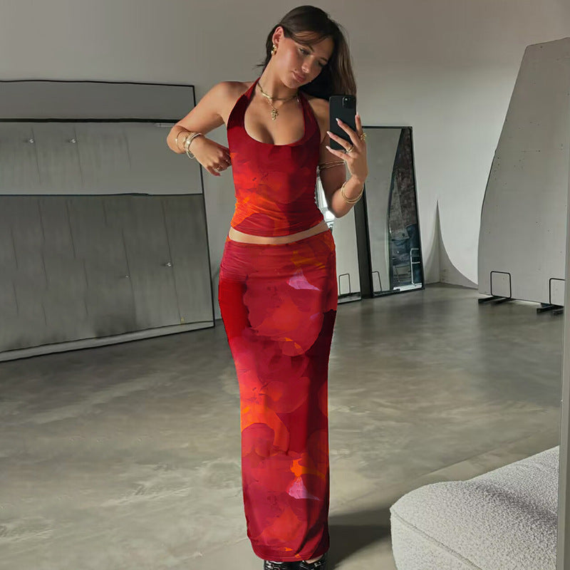 Damen Elegantes Maxikleid mit verführerischem Halterneck R&B