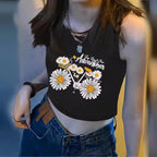 Damen Crop-Top mit auffälligem Schriftzug und körpernahem Schnitt R&B