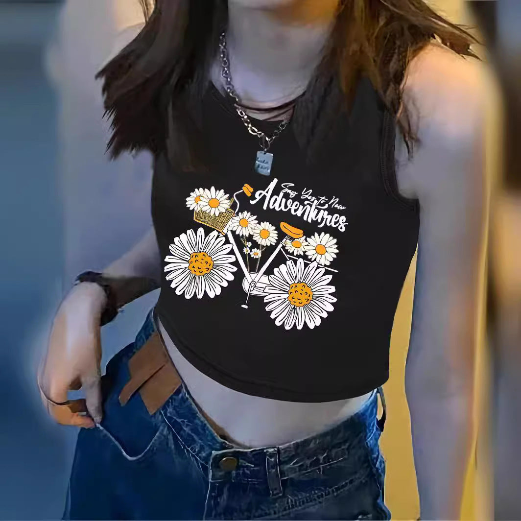 Damen Crop-Top mit auffälligem Schriftzug und körpernahem Schnitt R&B
