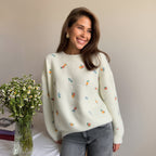 Damen Verspielter Pullover mit floralen Stickereien R&B