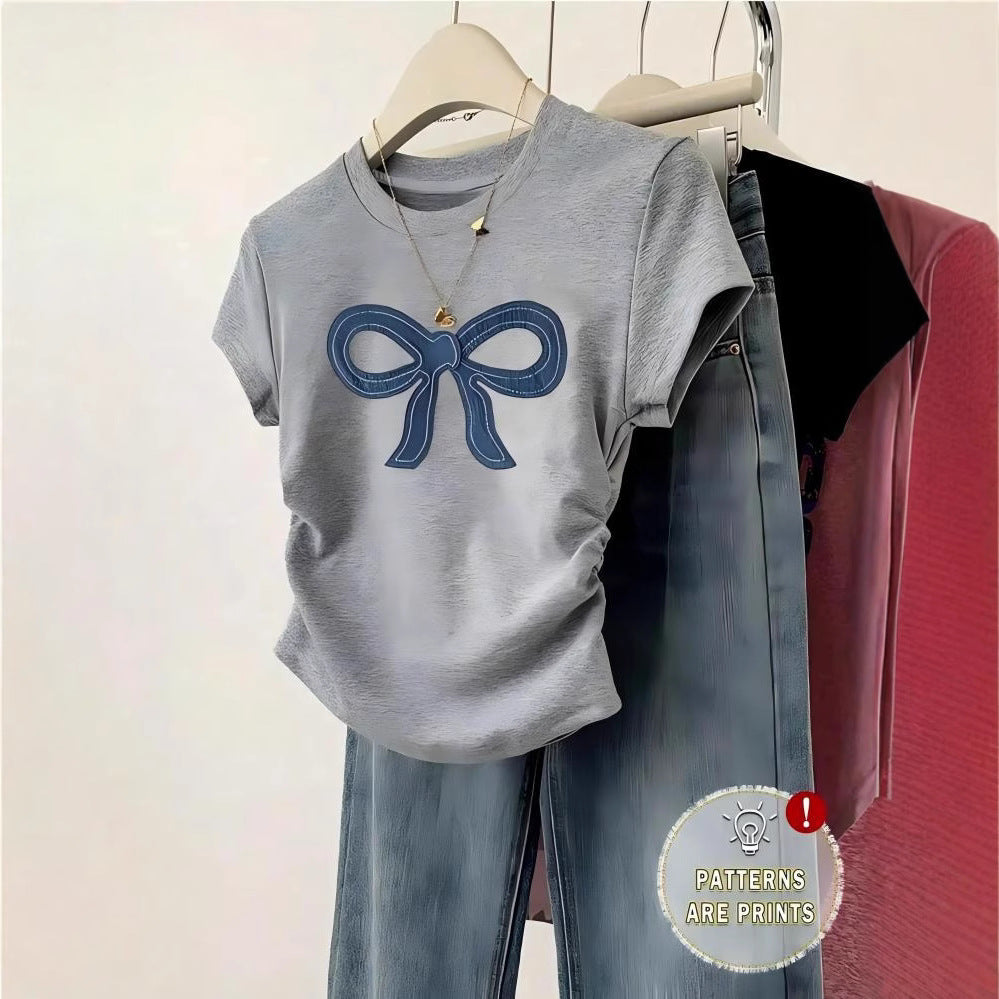 Damen Crop-T-Shirt mit figurbetontem Schnitt und R&Brnem Design R&B