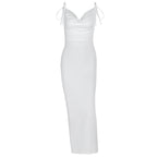 Damen Elegantes Maxikleid mit gerafftem Oberteil und verstellbaren Trägern R&B
