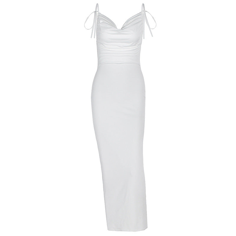 Damen Elegantes Maxikleid mit gerafftem Oberteil und verstellbaren Trägern R&B