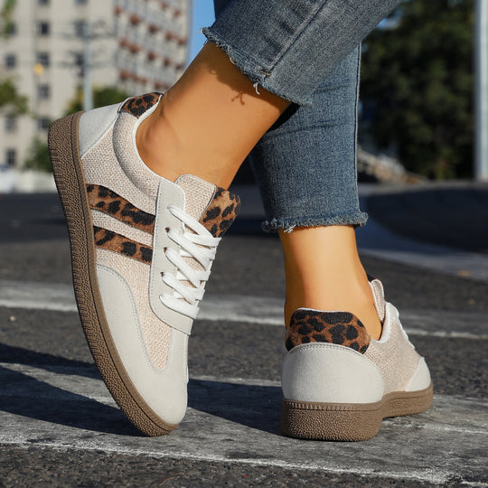 Damen Sportliche Sneakers mit modischen Leopardenakzenten und flexibler Laufsohle R&B