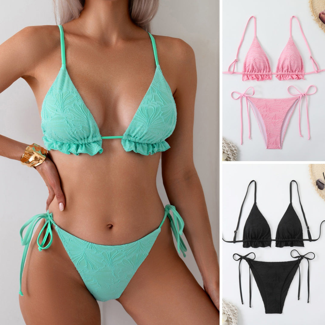 Damen Triangel-Bikini mit Rüschendetails R&B
