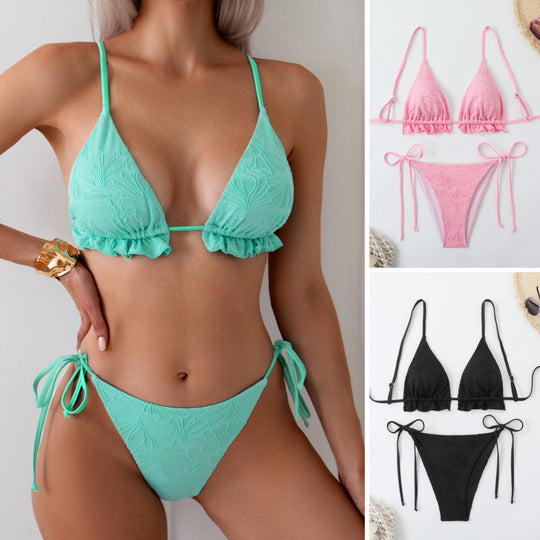 Damen Triangel-Bikini mit Rüschendetails R&B