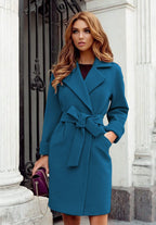 Damen eleganter Trenchcoat mit Taillengürtel und praktischen Taschen R&B