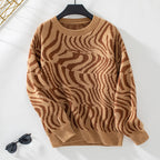 Damen modischer Strickpullover mit einzigartigem Wellenmuster