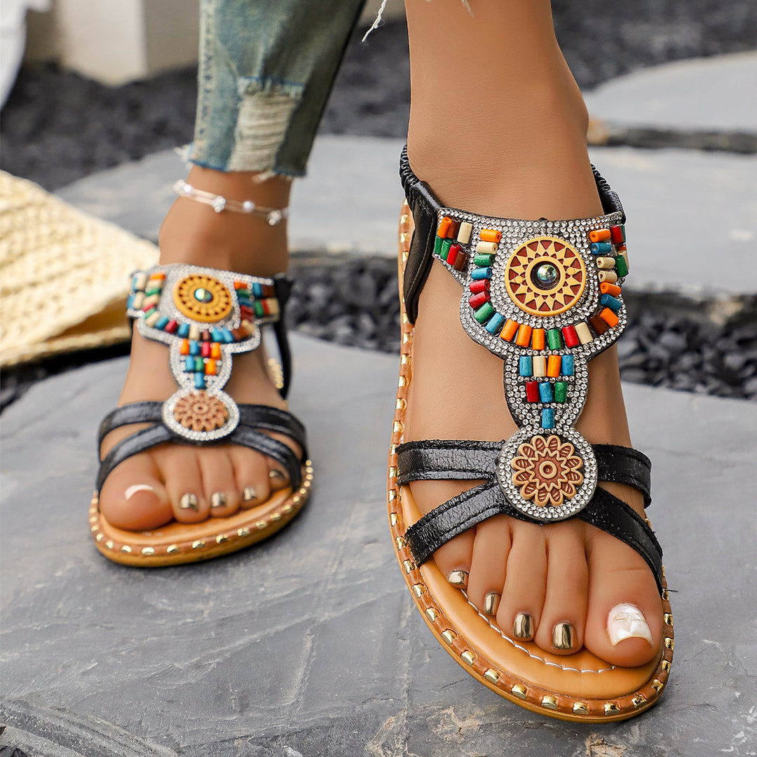 Damen Boho-Inspired Sandalen mit kunstvollen Verzierungen R&B