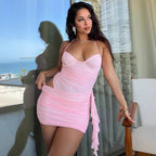 Damen Sexy Wickelkleid mit Rüschendetails und verstellbarem Träger R&B