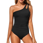 Damen Eleganter Einteiler Badeanzug mit asymmetrischem Schnitt und dekorativem Detail R&B