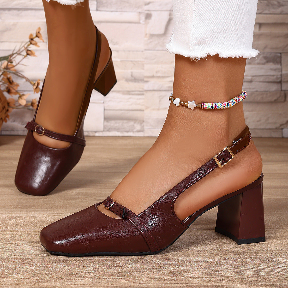 Damen Slingback-Pumps mit komfortablem Blockabsatz R&B