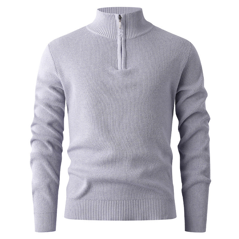 Herren Pullover mit Stehkragen und zusätzlichem Reißverschluss R&B