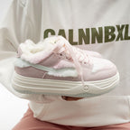 Damen Plattform Sneakers mit flauschiger Innensohle