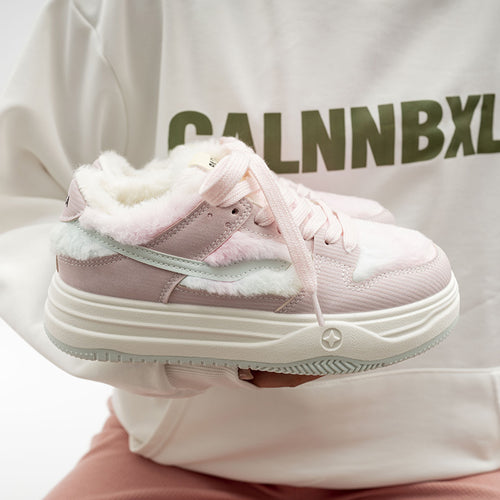 Damen Plattform Sneakers mit flauschiger Innensohle R&B