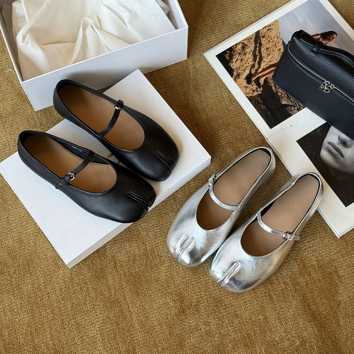 Damen elegante Ballerinas mit funkelndem Design und praktischem Riemchen R&B