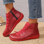 Damen nan sportliche knöchelhohe Schnürstiefelette mit seitlichem Reißverschluss und flexibler Gummisohle R&B