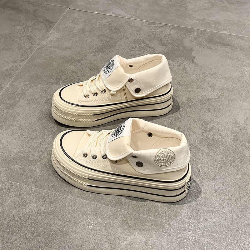 Damen High-Top Sneakers mit modischem Plateau und verstellbarem Knöchelriemen R&B